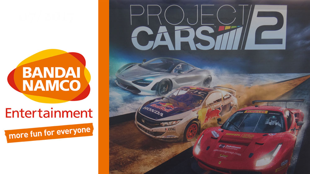 Logo Bandaï et affiche du jeu Project Cars 2